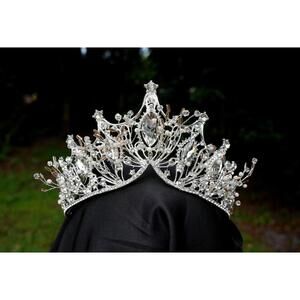 Exquisite Silver Crystal Bridal Tiara Crown Birthday Wedding Gift Diadem ornate